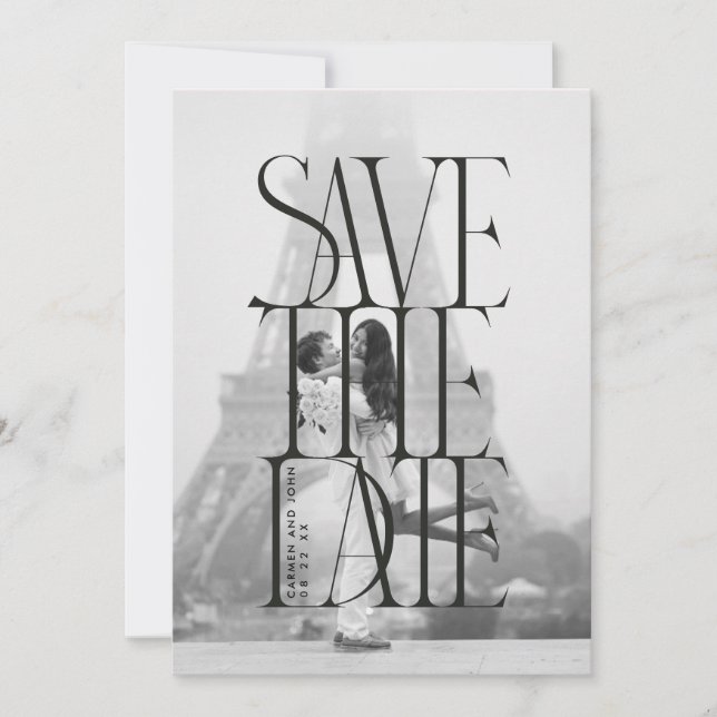 Convites Negrito e Moderno Serif Save the Date foto  (Frente)