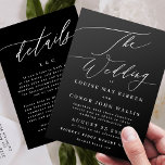 Convites Negro Clássico Os Detalhes do Casamento nas costas<br><div class="desc">Negro Clássico Os Detalhes do Casamento no Convite Retroativo</div>