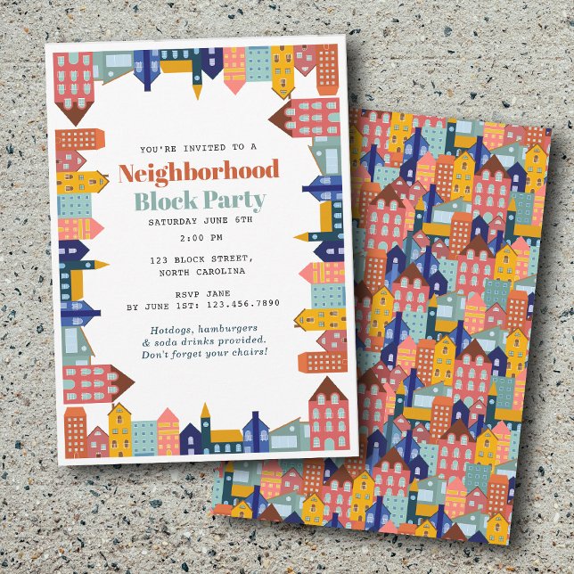 Convites Neighborhood Block Party Meet Your Neighbors (Neighborhood Block Party Meet Your Neighbors Invitation)