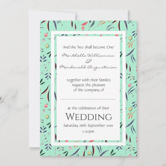 Convites Neo Mint Personalizado WEDDING (Frente)