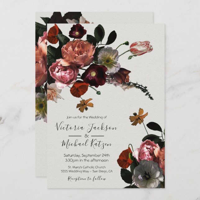 Convites NeoClassic Floral Light & airy Wedding (Frente/Verso)