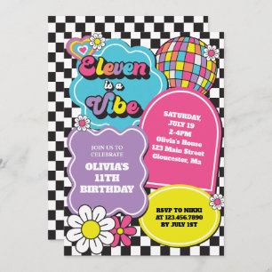 Convites Neon 90s Retro Eleven é um Aniversário de 11 Vibe