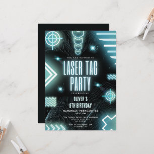 Convites Neon arcade gamer, aniversário de etiqueta laser