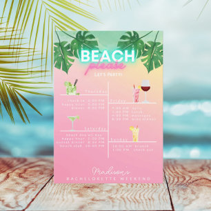 Convites Neon Beach Por Favor Bachelorette Weekend Itinerár