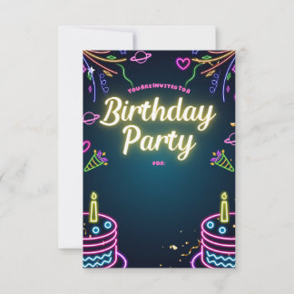 Convites Neon Birthday Party Invitations Customizable