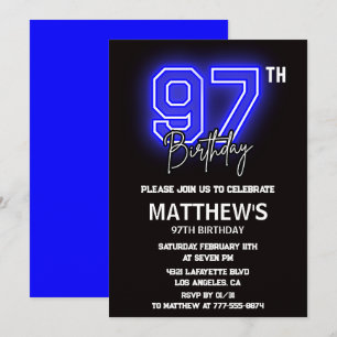 Convites Neon Black 97th aniversariante Men Sport
