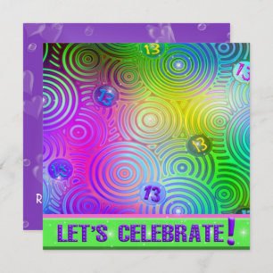 Convites Neon Bright 13 Birthday Invite