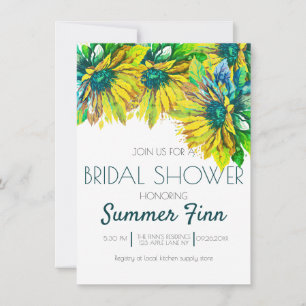 Convites Neon Bright Summer Sunflower Chá de panela convida