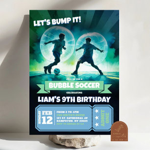 Convites Neon Bubble Soccer Knocker Ball Birthday Bash