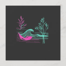 Convites NEON CALM – Arte de Linha Retro Wave e Botânica