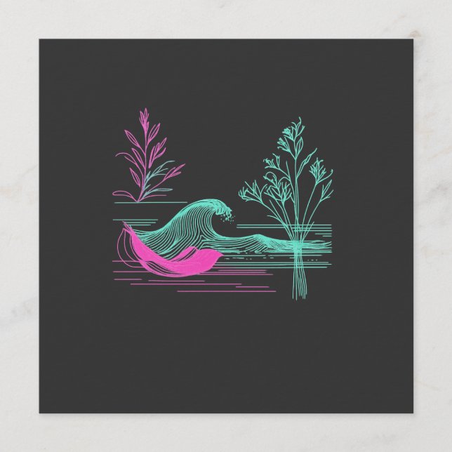 Convites NEON CALM – Retro Wave & Botanical Line Art (Frente)