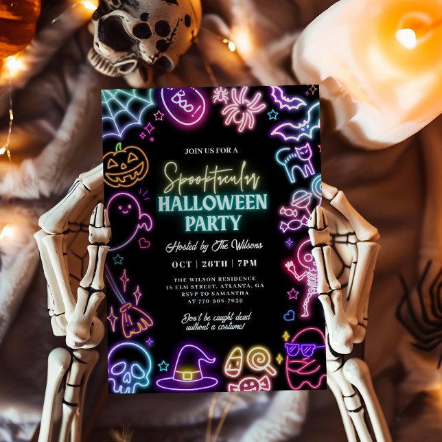 Convites Neon Espetacular de Halloween (Criador carregado)