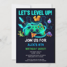 Convites Neon Gamer Birthday Invitation Editable Template