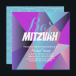 Convites Neon Geometrics Blue White Bar Mitzvah<br><div class="desc">Convites à Celebração Judaica - Bar Mitzvah Convites Geométricos</div>