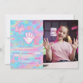 Convites Neon Glow Alta 5 Festas de aniversário Foto
