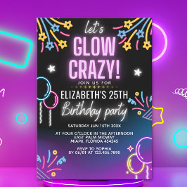 Convites Neon Glow - Birthday Party Invitation