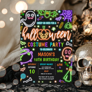 Convites Neon Glow Halloween Figurume Party Aniversário