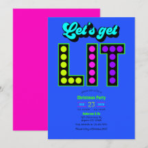 Neon Glow Let’s Get Lit Retro Christmas Party