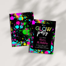 Neon Glow Paint Splatter Birthday