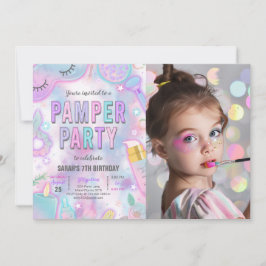 Convites Neon Glow Pamper Spa Party Aniversário Foto