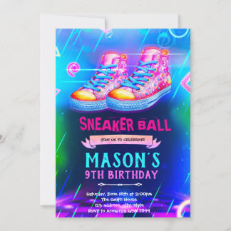 Convites Neon Glow sneaker party invite