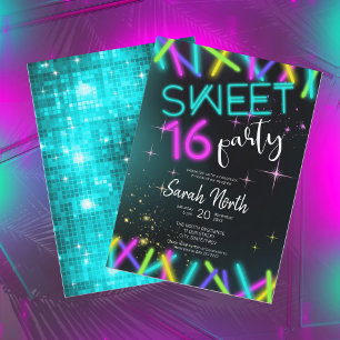 Convites Neon Glow Sweet 16 ID760