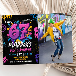 Convites Neon Graffiti Six Seven Kids 7th Birthday Photo