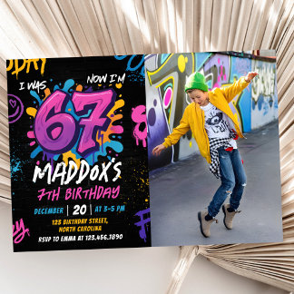 Convites Neon Graffiti Six Seven Kids 7th Birthday Photo