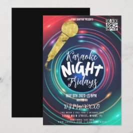 Convites Neon Karaoke Night Event Party Bar Club Flyer
