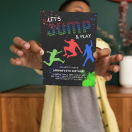 Convites Neon Kids Trampoline Park Festa de aniversário