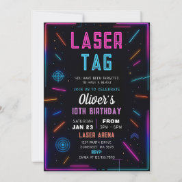 Convites Neon Laser Tag Birthday Invitation