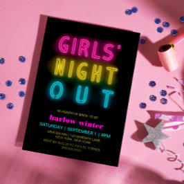 Convites Neon Lights Girls Night Out Festa de solteira
