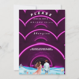 Convites Neon Ocean-Themed Chá de panela