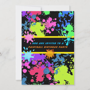 Convites Neon Paint Splatter Goo Paintball