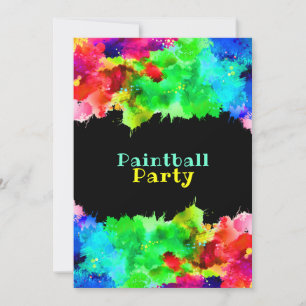 Convites Neon Paint Splatter, Partido Paintball
