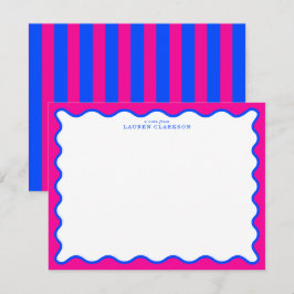 Convites Neon Pink & Electric Blue Wavy Note Card