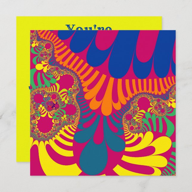 Convites Neon Pink Rainbow Mod (Frente/Verso)