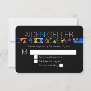 Convites neon PixDezines/tipografia/bar mitzvah RSVP Invit
