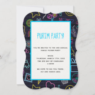Convites Neon Purim