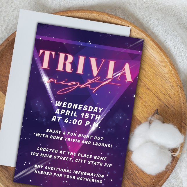Convites Neon Space Trivia Night (Criador carregado)