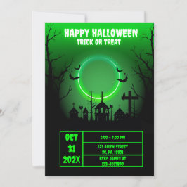 CONVITES NEON SPOOKY HAUNTED HOUSE HALLOWEEN PARTIDO