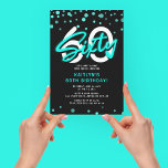 Convites Neon Teal Trinta e 60ª Festa de aniversário<br><div class="desc">Convide amigos e família para comemorar a sua 60ª festa de aniversário com este convite de aniversário teal neon SEXTY.</div>