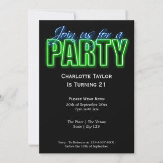 Convites Neon Themed Party
