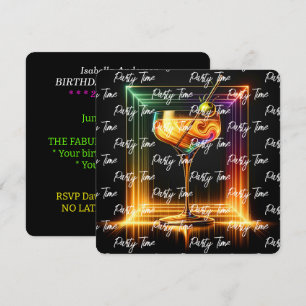 Convites Neon Trendy Party Time Personalizado