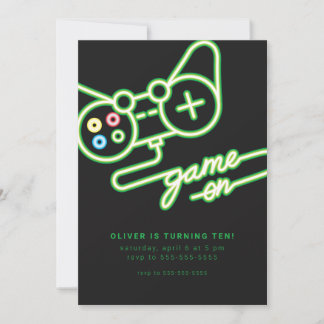 Convites Neon Video Game Birthday Invitation