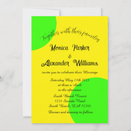 Convites Neon Yellow Green Bold Modern Casamento Retroativo