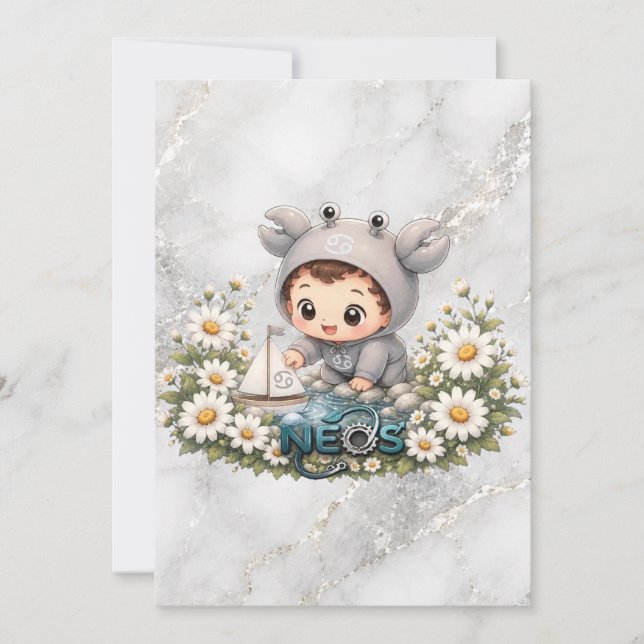 Convites Neos Kawaii Zodíaco Câncer (Frente)