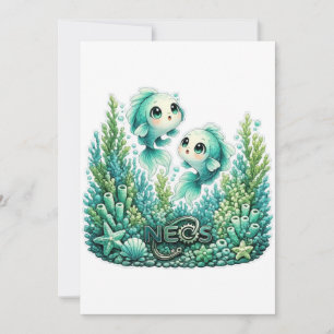 Convites Neos Kawaii Zodíaco Peixes