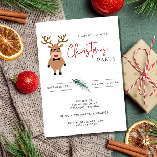 Convites Nerdy Reindeer Festa de Natal do Office