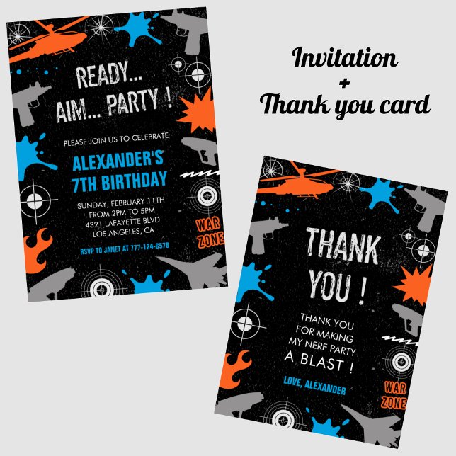 Convites Nerf convida para a guerra de dart com armas (Criador carregado)